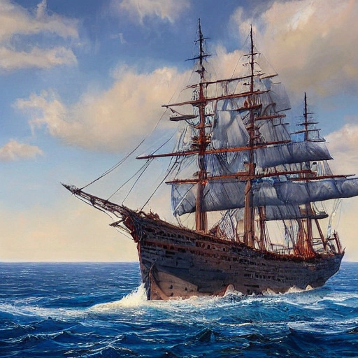 02412-2865378556-highly detailed, majestic royal ship on a calm sea, realistic painting, charles gregory artstation, antonio jacobsen and edward.webp